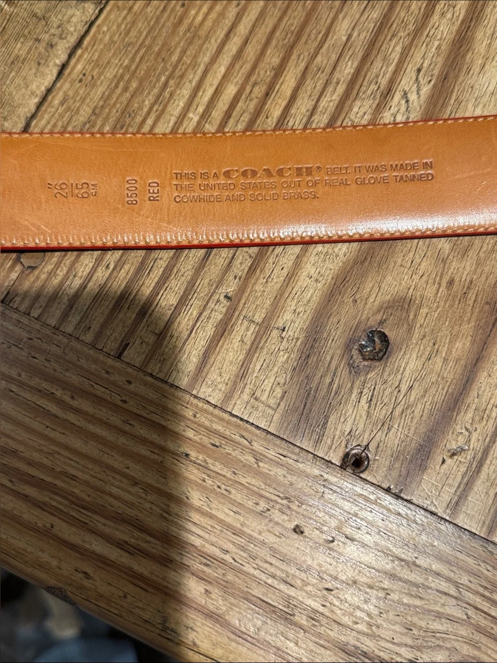 COACH Leather Wide Belt with Brass Ring Buckle - Red-31” long by 1.5 wide